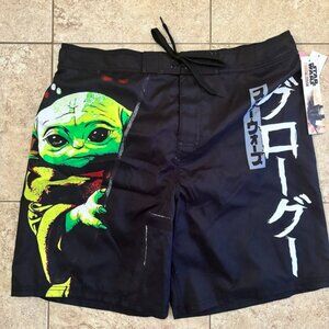 Brand new with tags fully lined  Star Wats Mandalorian Yoda Mens Swim short lrg